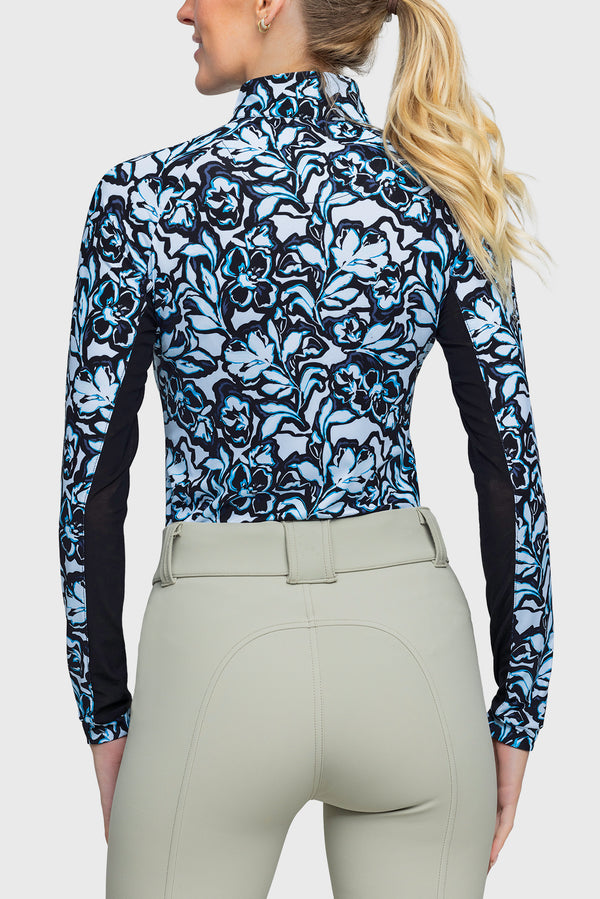 Long Sleeve Blue Floral 1/4 Zip Shirt - [Kastel]