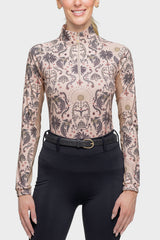 Long Sleeve Coral Regal Palm 1/4 Zip Shirt - [Kastel]