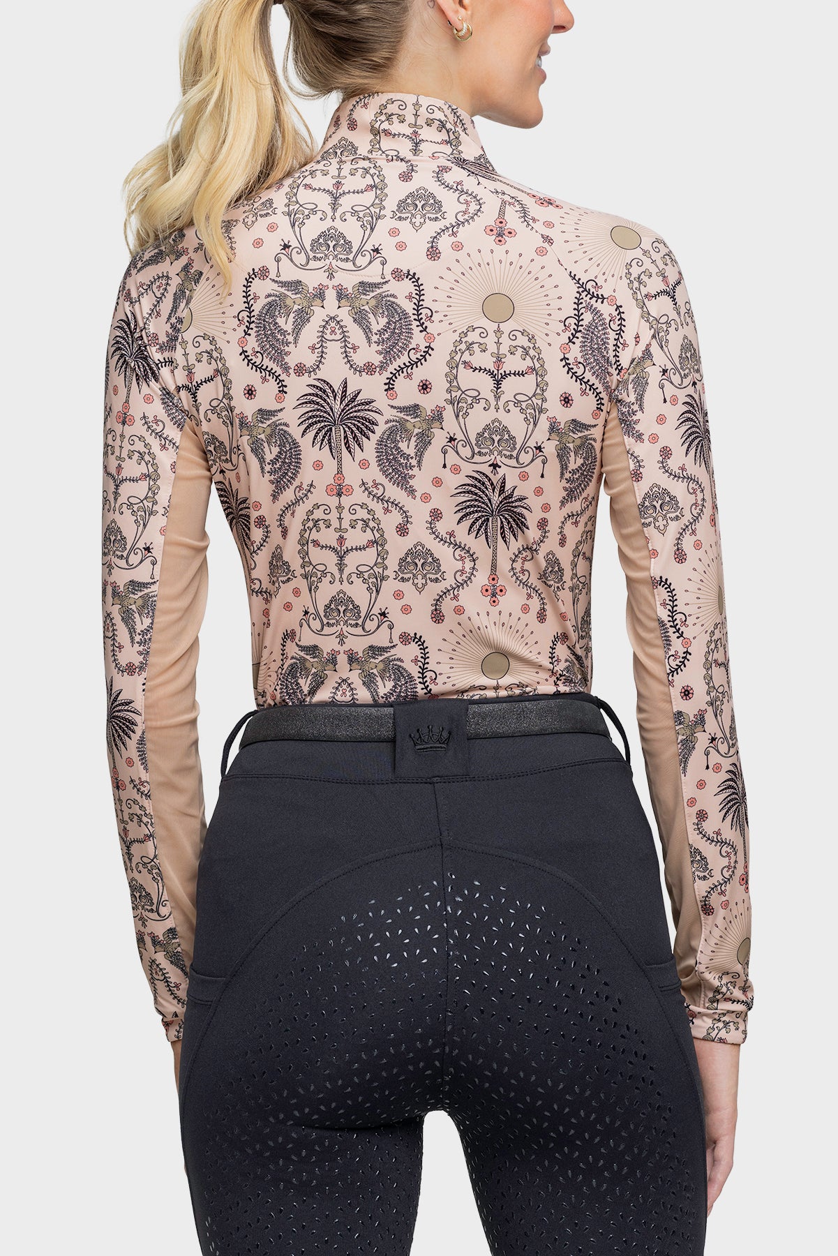 Long Sleeve Coral Regal Palm 1/4 Zip Shirt - [Kastel]