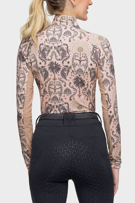 Long Sleeve Coral Regal Palm 1/4 Zip Shirt - [Kastel]