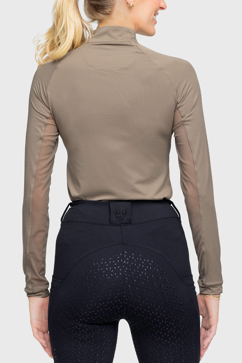 Long Sleeve Taupe Solid 1/4 Zip