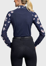 Long Sleeve Raglan Navy Floral With Gold 1/4 Zip