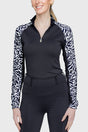 Black & White Climbing Vine 1/4 Zip Long Sleeve Raglan Shirt - [Kastel]