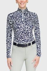 Black & White Climbing Vine 1/4 Zip Long Sleeve Shirt - [Kastel]