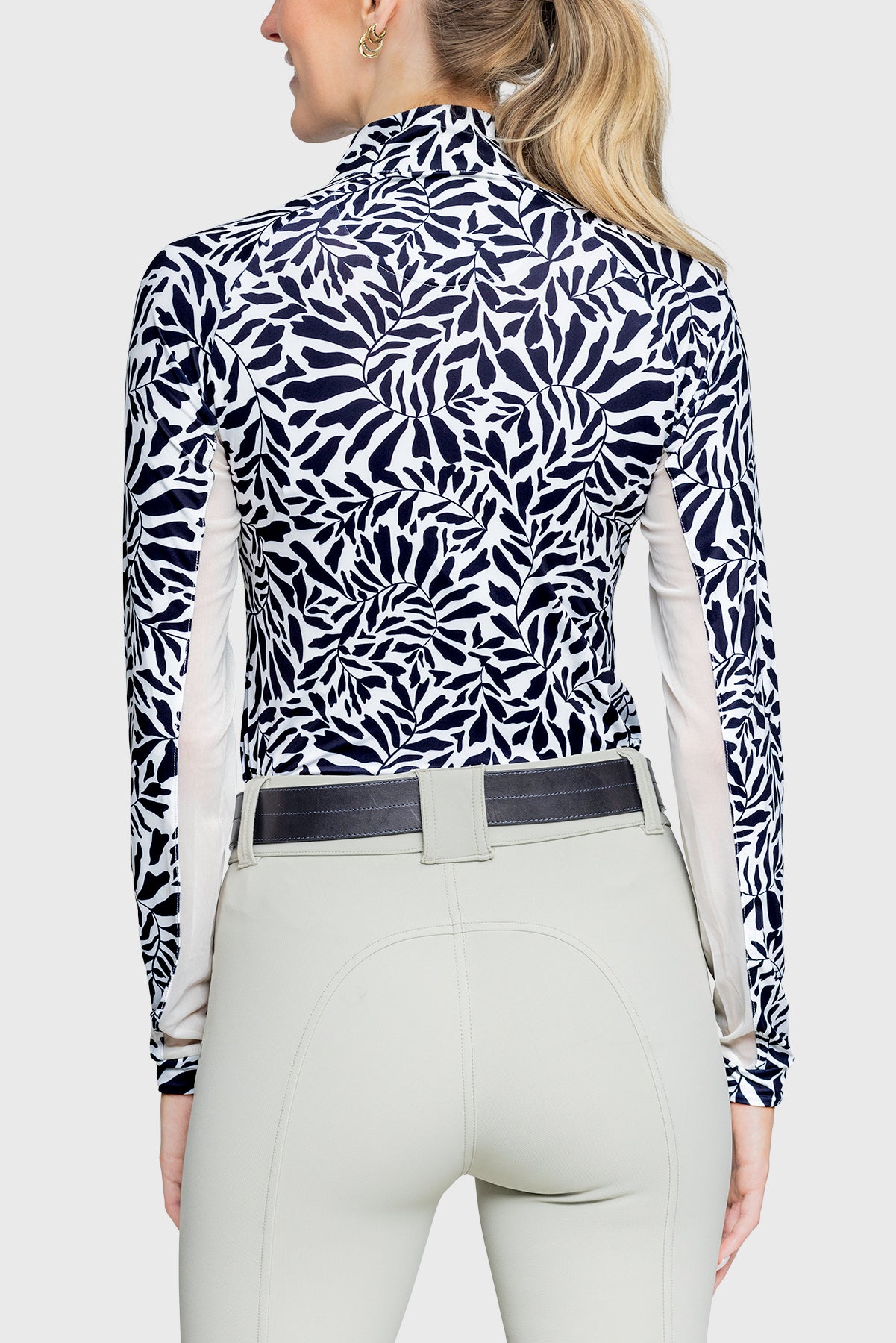 Black & White Climbing Vine 1/4 Zip Long Sleeve Shirt - [Kastel]