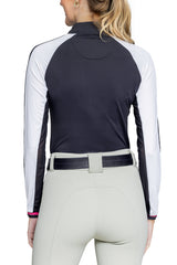 Black & White Colorblock Long Sleeve 1/4 Zip Sun Shirt - [Kastel]