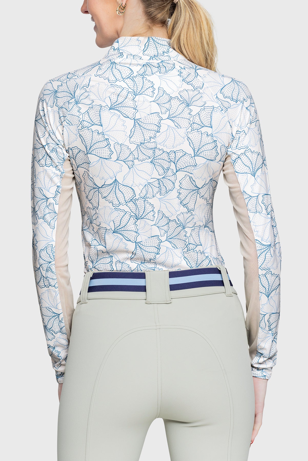 Long Sleeve Chambray Blue Poppies - [Kastel]