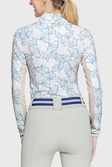 Long Sleeve Chambray Blue Poppies - [Kastel]
