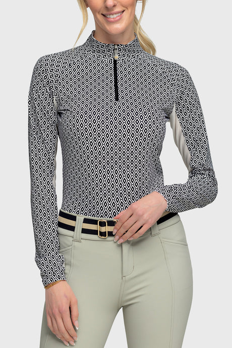 Black & White Geo Long Sleeve Sun Shirt - [Kastel]