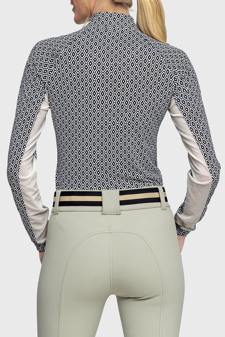 Black & White Geo Long Sleeve Sun Shirt - [Kastel]
