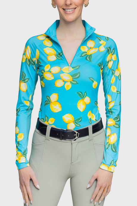 Long Sleeve Azure Lemons 1/4 Zip - [Kastel]