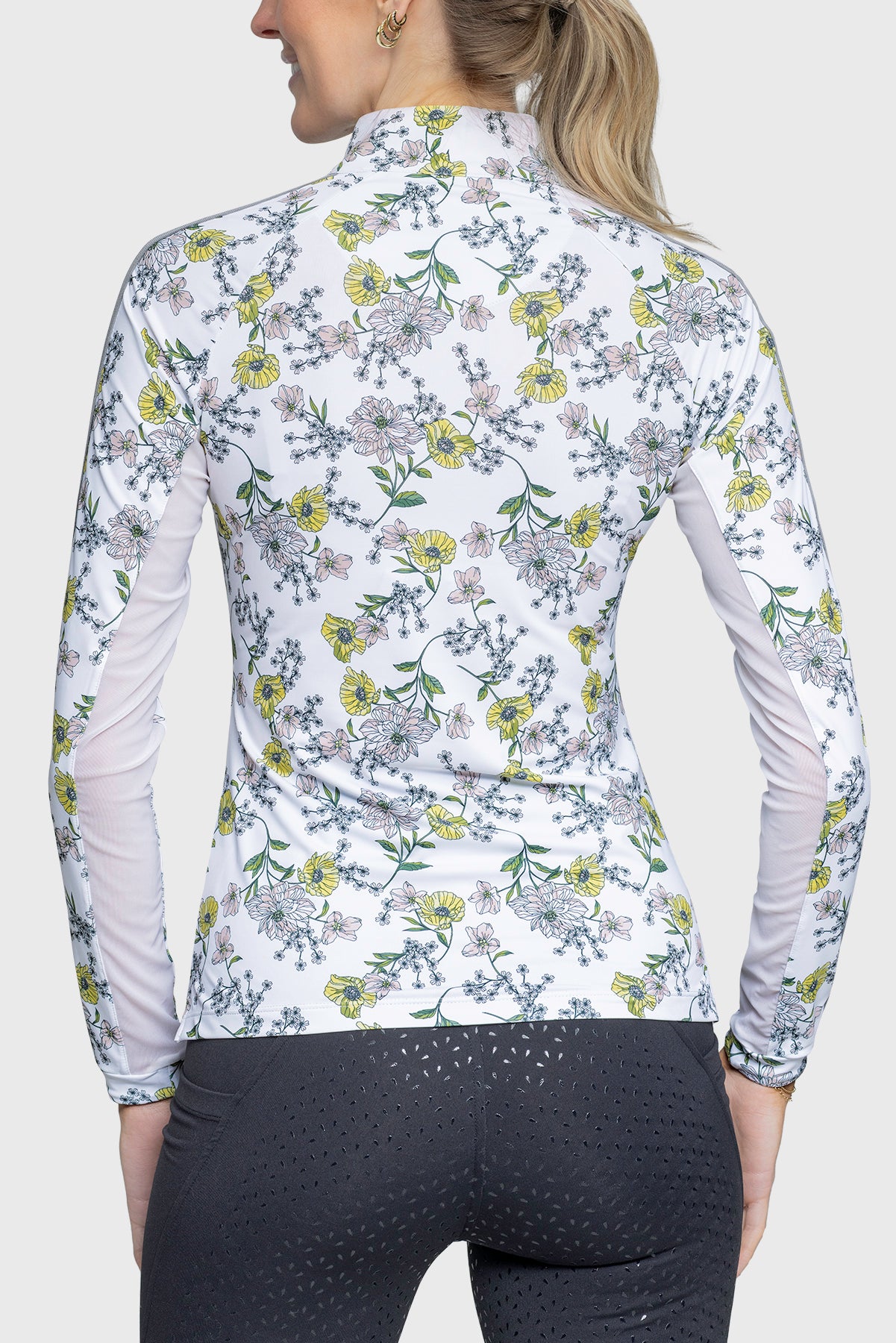 Long Sleeve Yellow Wild Poppies 1/4 Zip With Trim - [Kastel]