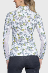 Long Sleeve Yellow Wild Poppies 1/4 Zip With Trim - [Kastel]