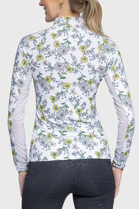 Long Sleeve Yellow Wild Poppies 1/4 Zip With Trim - [Kastel]