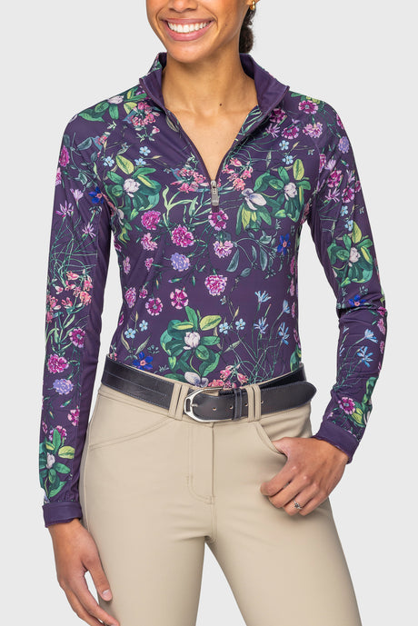 Violet Botanical Garden Long Sleeve 1/4 Zip Sun Shirt Kastel Denmark US