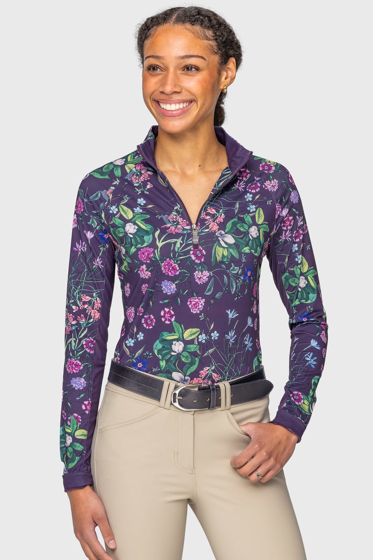 Violet Botanical Garden Long Sleeve 1/4 Zip Sun Shirt Kastel Denmark US