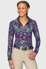 Violet Botanical Garden Long Sleeve 1/4 Zip Sun Shirt Kastel Denmark US