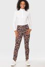 Chocolate Brown Pansies Tailored Active Pant w/ Black & White Striped Trim Kastel Denmark US