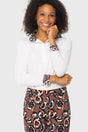 Long Sleeve Chocolate Brown Pansies 1/4 Zip Show Shirt w/Inner Print Kastel Denmark US