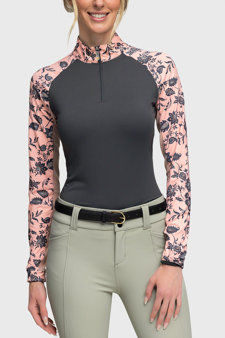 Jacobean Peach Raglan Long Sleeve Sun Shirt - [Kastel]