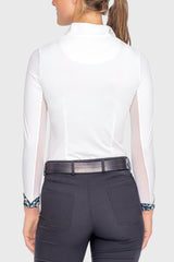 Long Sleeve Tailored Shirt with Sailor Blue French Tulip Inner Print - [Kastel]