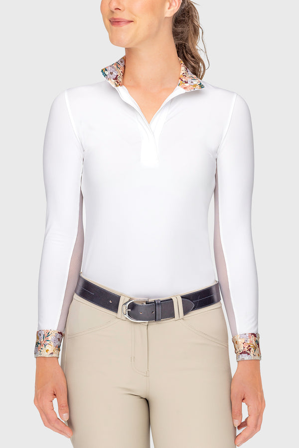 Champagne Blooming Peonies Long Sleeve Tailored Show Shirt
