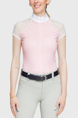 Ballerina Pink & White Lace Cap Sleeve Show Shirt - [Kastel]