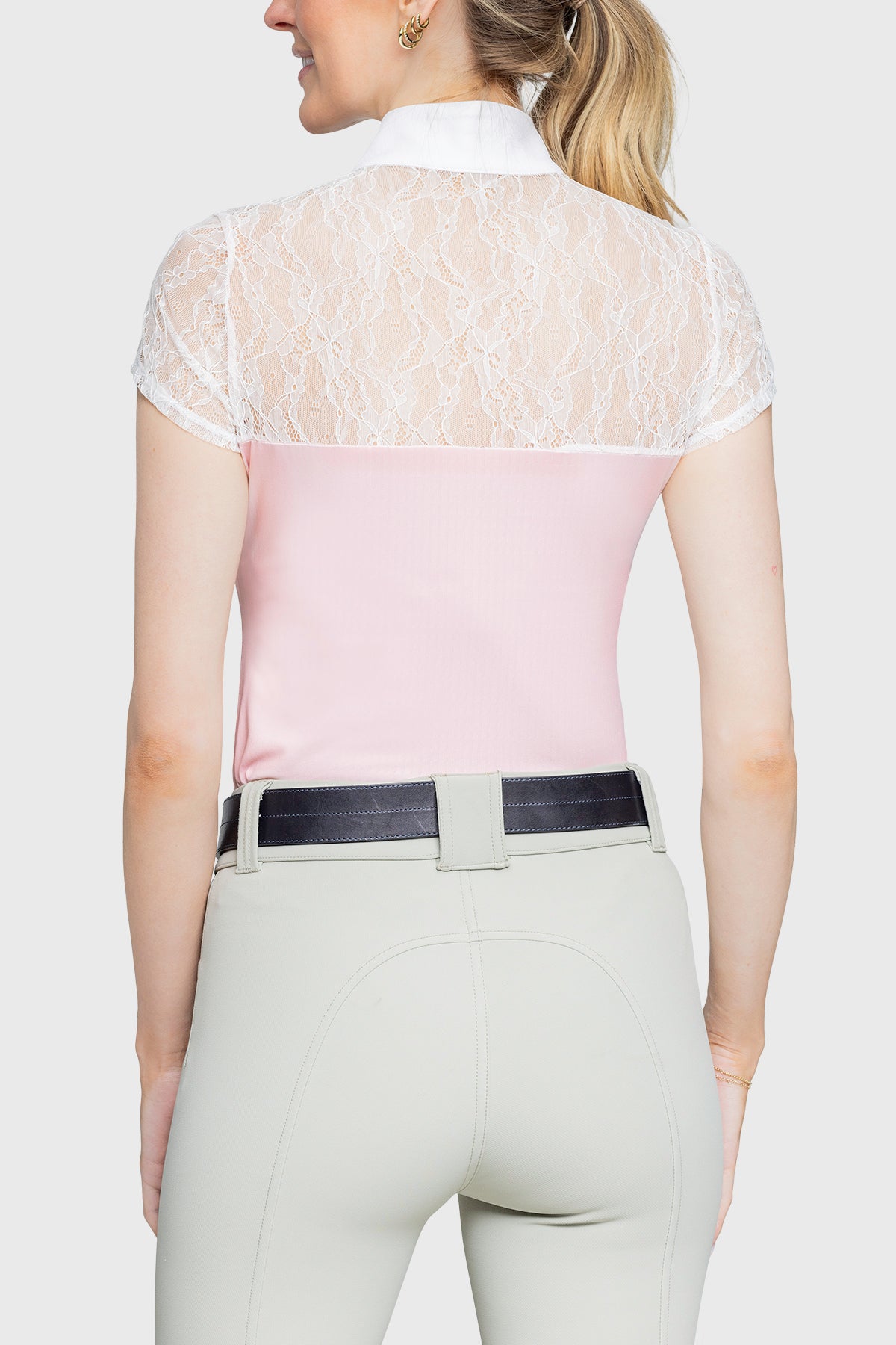 Ballerina Pink & White Lace Cap Sleeve Show Shirt - [Kastel]