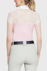 Ballerina Pink & White Lace Cap Sleeve Show Shirt - [Kastel]