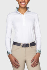 Powder Blue Botanical Tailored Long Sleeve Shirt 1/4 Zip Sun Shirt Kastel Denmark