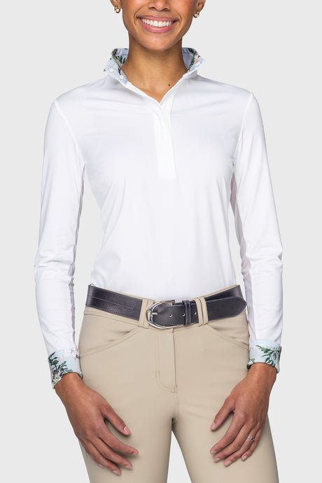 Powder Blue Botanical Tailored Long Sleeve Shirt 1/4 Zip Sun Shirt Kastel Denmark