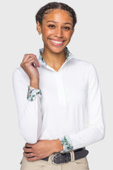 Powder Blue Botanical Tailored Long Sleeve Shirt 1/4 Zip Show Shirt Kastel Denmark