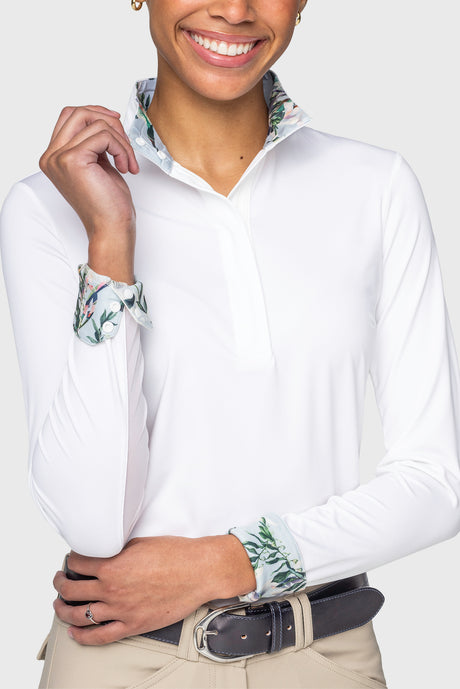 Powder Blue Botanical Tailored Long Sleeve Shirt 1/4 Zip Show Shirt Kastel Denmark