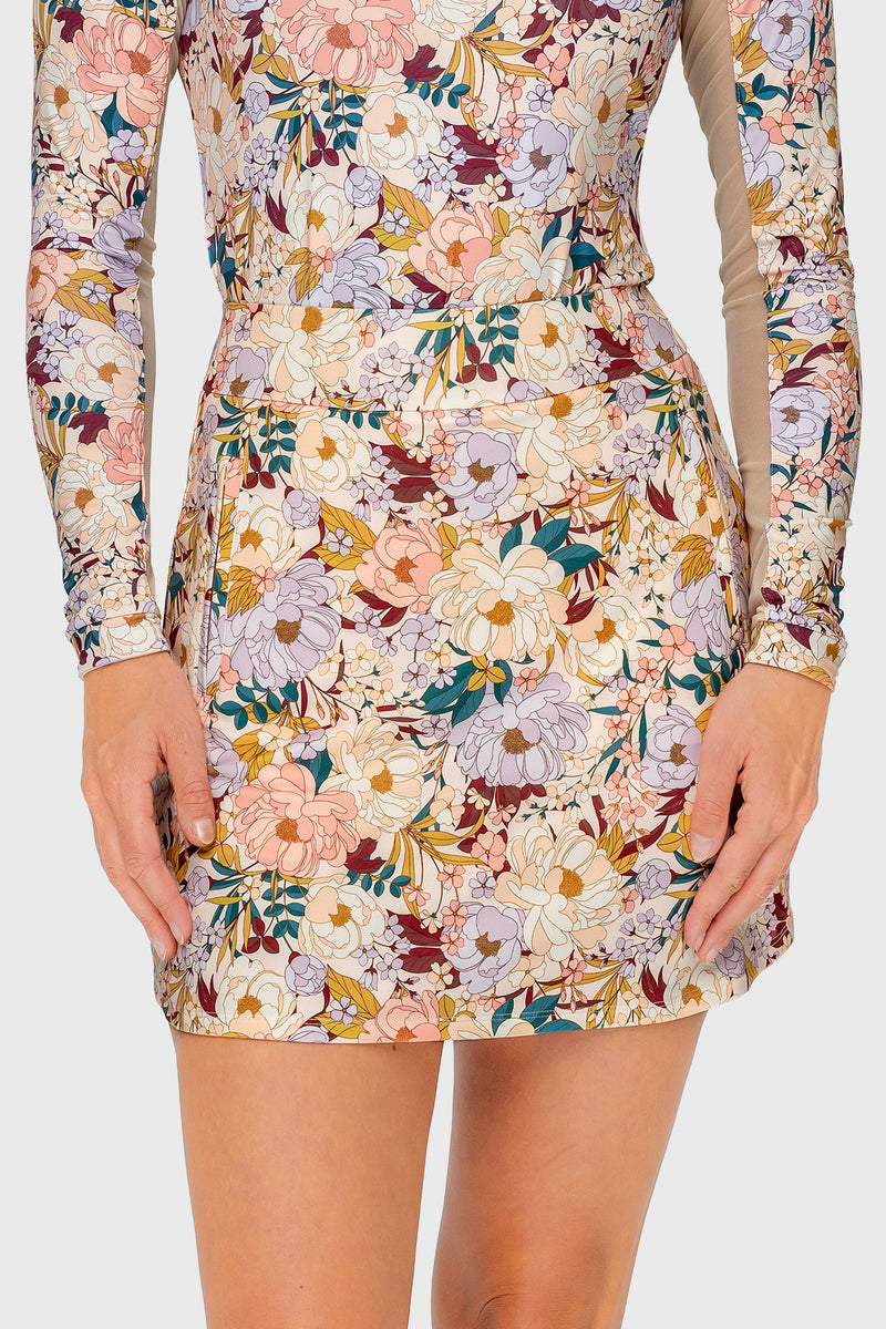 Champagne Blooming Peonies Athletic Skort