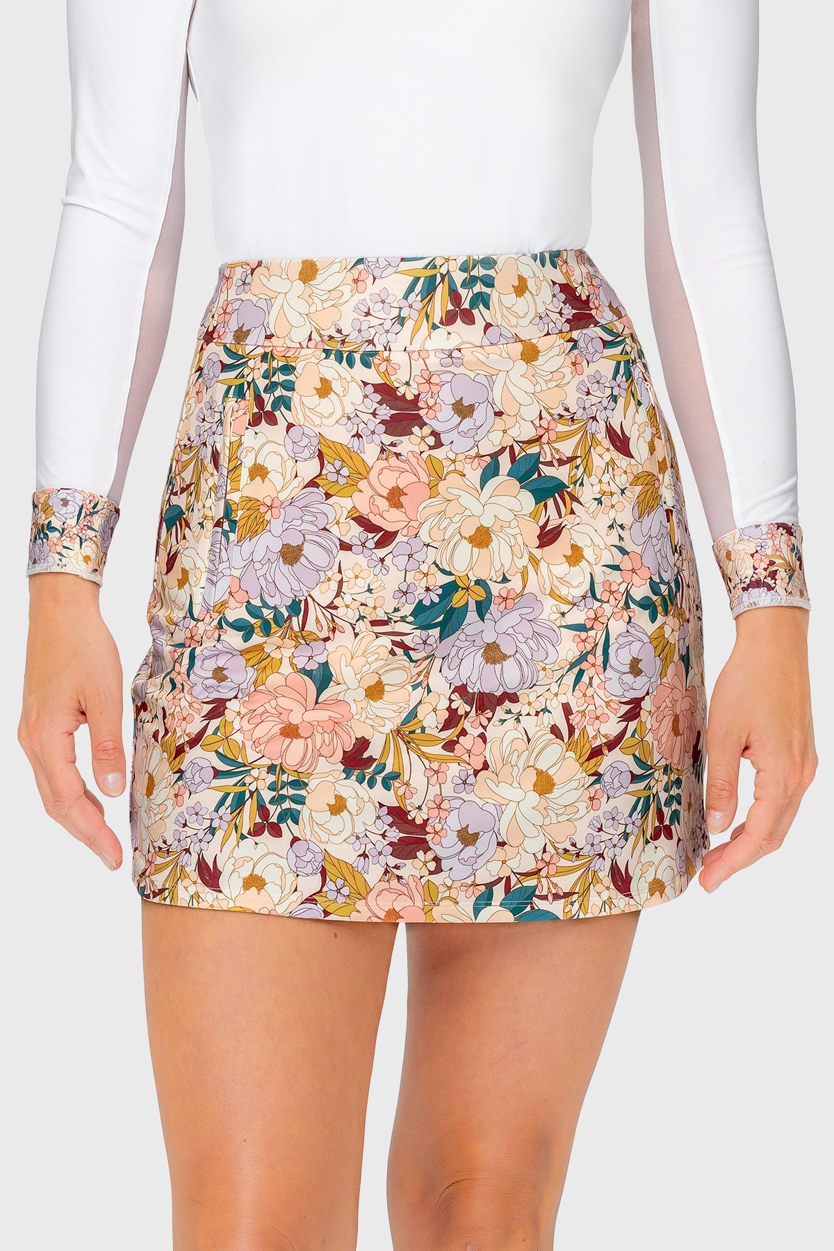 Champagne Blooming Peonies Athletic Skort Kastel Denmark