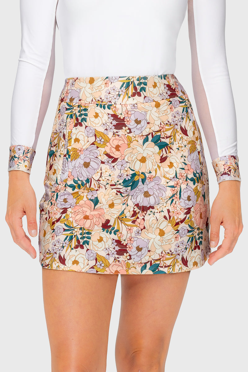 Champagne Blooming Peonies Athletic Skort