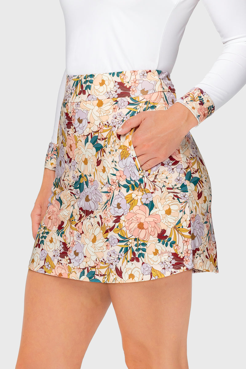 Champagne Blooming Peonies Athletic Skort