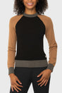 Black, Camel, & Charcoal Crewneck Color Block Sweater Kastel Denmark US