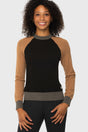 Black, Camel, & Charcoal Crewneck Colorblock Sweater Kastel Denmark US