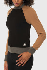 Black, Camel, & Charcoal Crewneck Color Block Sweater Kastel Denmark US