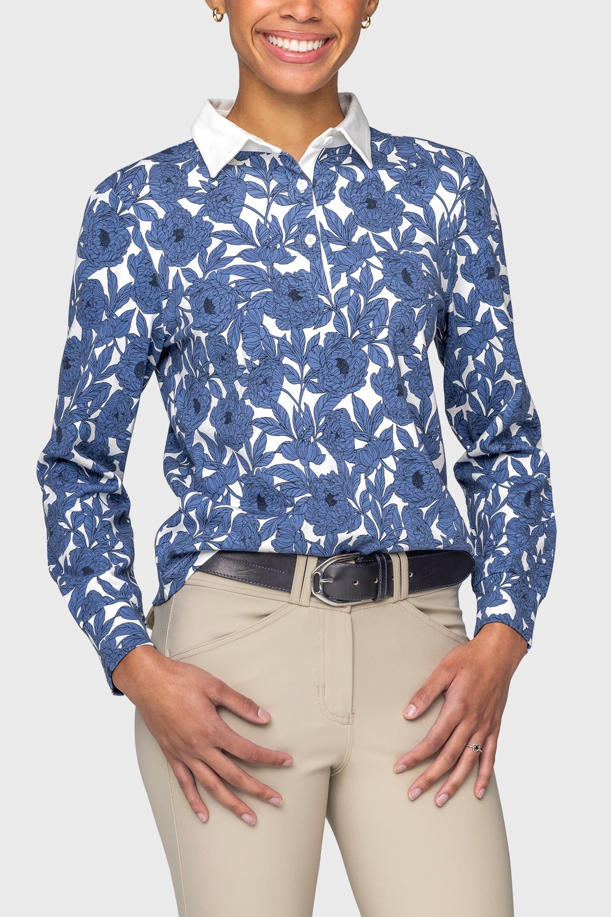 Pacific Blue Wild Rose Long Sleeve Rugby Sweatshirt Kastel Denmark