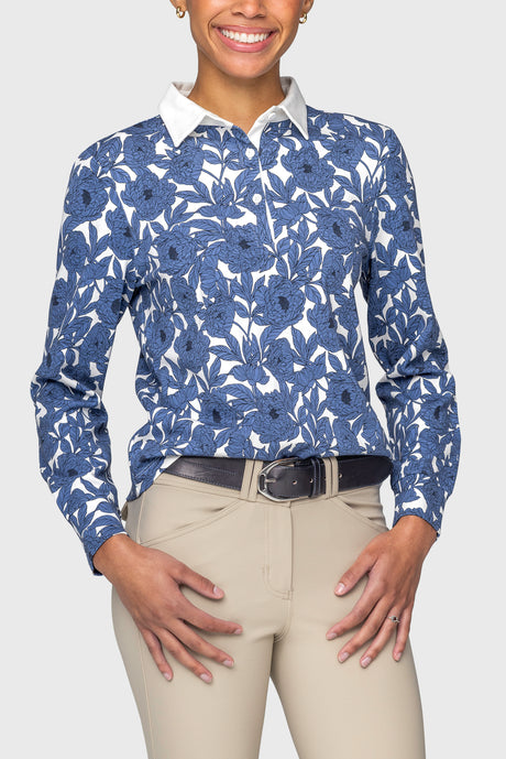 Pacific Blue Wild Rose Long Sleeve Rugby Sweatshirt Kastel Denmark