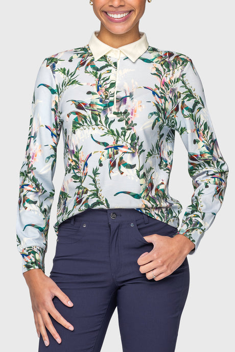 Powder Blue Botanical Long Sleeve Rugby Sweatshirt Kastel Denmark