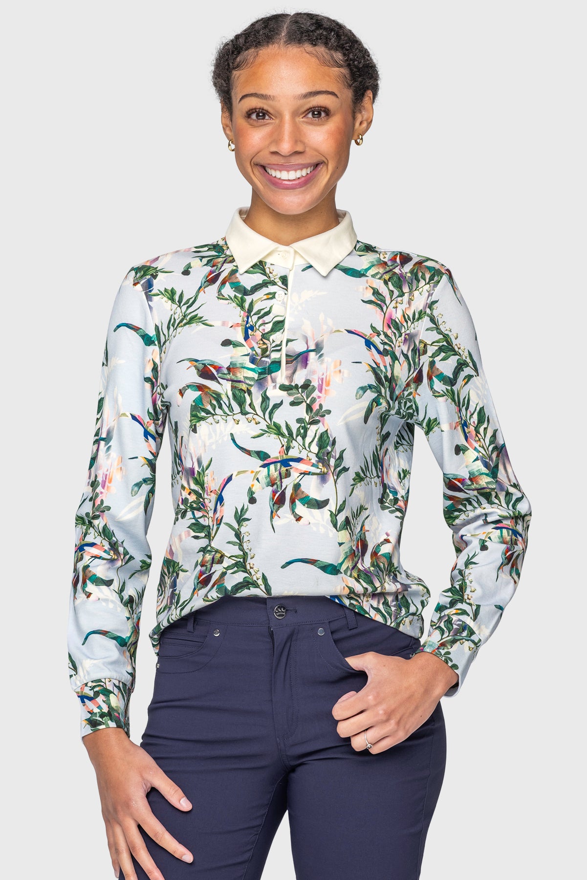 Powder Blue Botanical Long Sleeve Rugby Sweatshirt Kastel Denmark