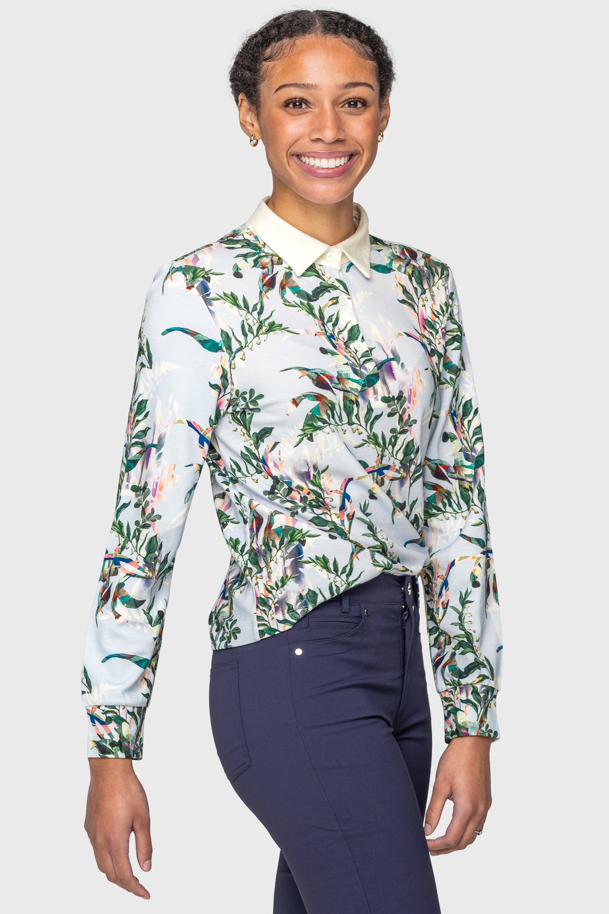 Powder Blue Botanical Long Sleeve Rugby Sweatshirt Kastel Denmark
