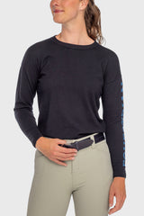 Black with Sailor Blue "Equestrian" Crewneck Sweater - [Kastel]