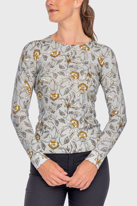 Long Sleeve Dove Vintage Jacobean Crewneck Sweater - [Kastel]