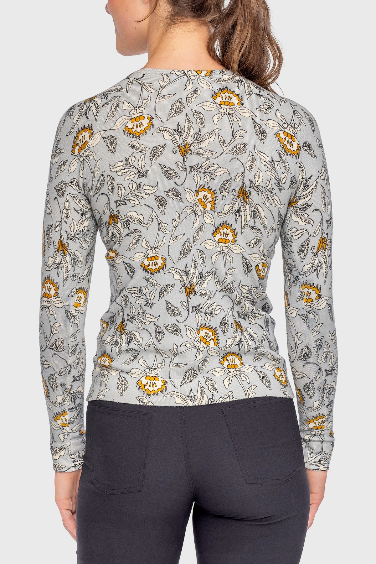 Long Sleeve Dove Vintage Jacobean Crewneck Sweater - [Kastel]