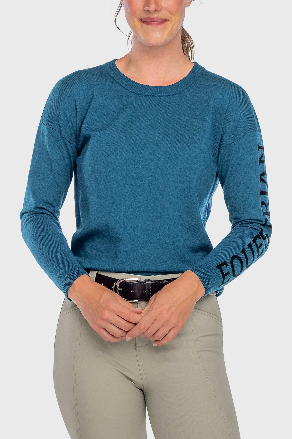 Sailor Blue with Black "Equestrian" Crewneck Sweater - [Kastel]