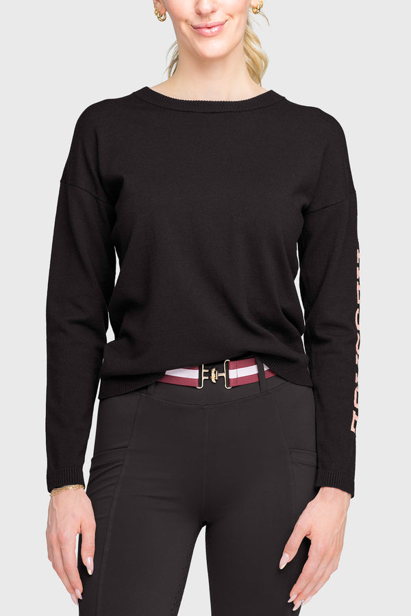 Black & Rose Crewneck "Dressage" Sweater